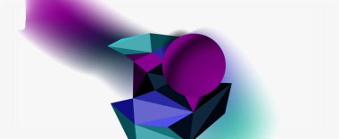 Moda 3d geometrik kompozisyon, iş veya teknoloji sunumu için tasarım şablonu, İnternet posteri veya web broşürü kapağı