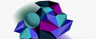 Moda 3d geometrik kompozisyon, iş veya teknoloji sunumu için tasarım şablonu, İnternet posteri veya web broşürü kapağı