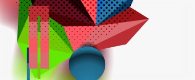 Moda 3d geometrik kompozisyon, iş veya teknoloji sunumu için tasarım şablonu, İnternet posteri veya web broşürü kapağı