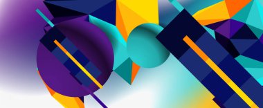 Moda 3d geometrik kompozisyon, iş veya teknoloji sunumu için tasarım şablonu, İnternet posteri veya web broşürü kapağı