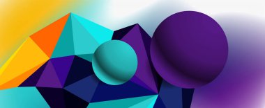 Moda 3d geometrik kompozisyon, iş veya teknoloji sunumu için tasarım şablonu, İnternet posteri veya web broşürü kapağı