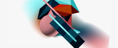 Moda 3d geometrik kompozisyon, iş veya teknoloji sunumu için tasarım şablonu, İnternet posteri veya web broşürü kapağı