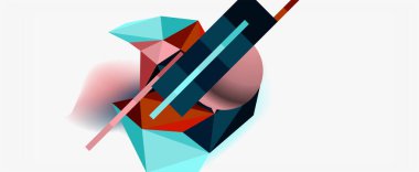 Moda 3d geometrik kompozisyon, iş veya teknoloji sunumu için tasarım şablonu, İnternet posteri veya web broşürü kapağı