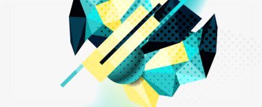 Moda 3d geometrik kompozisyon, iş veya teknoloji sunumu için tasarım şablonu, İnternet posteri veya web broşürü kapağı