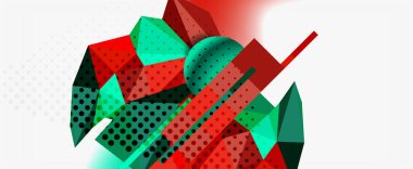 Moda 3d geometrik kompozisyon, iş veya teknoloji sunumu için tasarım şablonu, İnternet posteri veya web broşürü kapağı