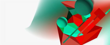 Moda 3d geometrik kompozisyon, iş veya teknoloji sunumu için tasarım şablonu, İnternet posteri veya web broşürü kapağı