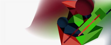 Moda 3d geometrik kompozisyon, iş veya teknoloji sunumu için tasarım şablonu, İnternet posteri veya web broşürü kapağı