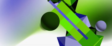 Moda 3d geometrik kompozisyon, iş veya teknoloji sunumu için tasarım şablonu, İnternet posteri veya web broşürü kapağı