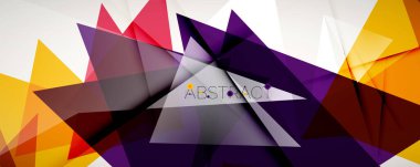 Geometrik soyut arkaplan. Renkli üçgen şekiller. Kapaklar, afişler, el ilanları ve posterler ve diğer tasarımlar için vektör illüstrasyonu