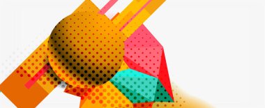 Moda 3d geometrik kompozisyon, iş veya teknoloji sunumu için tasarım şablonu, İnternet posteri veya web broşürü kapağı