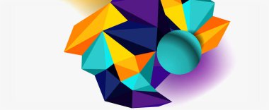 Moda 3d geometrik kompozisyon, iş veya teknoloji sunumu için tasarım şablonu, İnternet posteri veya web broşürü kapağı