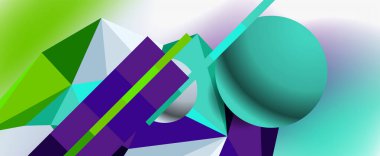 Moda 3d geometrik kompozisyon, iş veya teknoloji sunumu için tasarım şablonu, İnternet posteri veya web broşürü kapağı