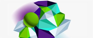 Moda 3d geometrik kompozisyon, iş veya teknoloji sunumu için tasarım şablonu, İnternet posteri veya web broşürü kapağı