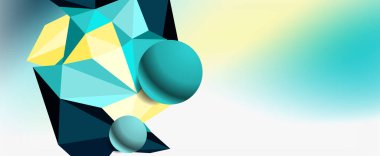 Moda 3d geometrik kompozisyon, iş veya teknoloji sunumu için tasarım şablonu, İnternet posteri veya web broşürü kapağı