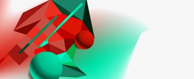 Moda 3d geometrik kompozisyon, iş veya teknoloji sunumu için tasarım şablonu, İnternet posteri veya web broşürü kapağı