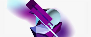 Moda 3d geometrik kompozisyon, iş veya teknoloji sunumu için tasarım şablonu, İnternet posteri veya web broşürü kapağı