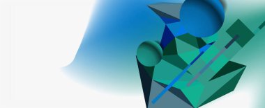 Moda 3d geometrik kompozisyon, iş veya teknoloji sunumu için tasarım şablonu, İnternet posteri veya web broşürü kapağı