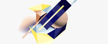 Moda 3d geometrik kompozisyon, iş veya teknoloji sunumu için tasarım şablonu, İnternet posteri veya web broşürü kapağı