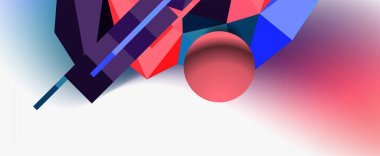 Moda 3d geometrik kompozisyon, iş veya teknoloji sunumu için tasarım şablonu, İnternet posteri veya web broşürü kapağı