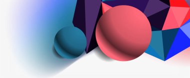 Moda 3d geometrik kompozisyon, iş veya teknoloji sunumu için tasarım şablonu, İnternet posteri veya web broşürü kapağı