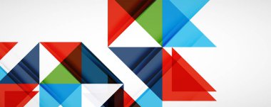 Geometrik soyut arkaplan. Tekno renk üçgen şekilleri. Kapaklar, afişler, el ilanları ve posterler ve diğer tasarımlar için vektör illüstrasyonu