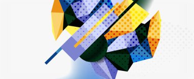 Moda 3d geometrik kompozisyon, iş veya teknoloji sunumu için tasarım şablonu, İnternet posteri veya web broşürü kapağı