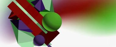 Moda 3d geometrik kompozisyon, iş veya teknoloji sunumu için tasarım şablonu, İnternet posteri veya web broşürü kapağı