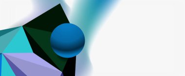 Moda 3d geometrik kompozisyon, iş veya teknoloji sunumu için tasarım şablonu, İnternet posteri veya web broşürü kapağı