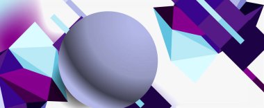 Moda 3d geometrik kompozisyon, iş veya teknoloji sunumu için tasarım şablonu, İnternet posteri veya web broşürü kapağı