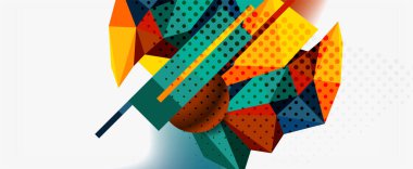 Moda 3d geometrik kompozisyon, iş veya teknoloji sunumu için tasarım şablonu, İnternet posteri veya web broşürü kapağı