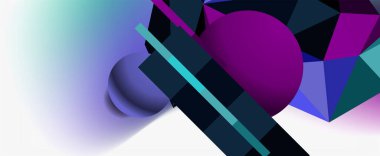 Moda 3d geometrik kompozisyon, iş veya teknoloji sunumu için tasarım şablonu, İnternet posteri veya web broşürü kapağı