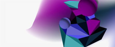 Moda 3d geometrik kompozisyon, iş veya teknoloji sunumu için tasarım şablonu, İnternet posteri veya web broşürü kapağı