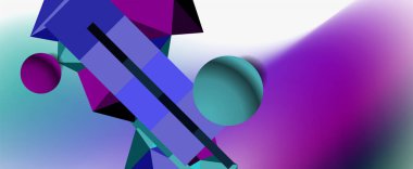 Moda 3d geometrik kompozisyon, iş veya teknoloji sunumu için tasarım şablonu, İnternet posteri veya web broşürü kapağı