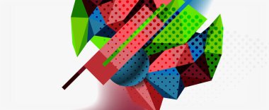 Moda 3d geometrik kompozisyon, iş veya teknoloji sunumu için tasarım şablonu, İnternet posteri veya web broşürü kapağı