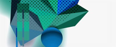 Moda 3d geometrik kompozisyon, iş veya teknoloji sunumu için tasarım şablonu, İnternet posteri veya web broşürü kapağı