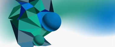 Moda 3d geometrik kompozisyon, iş veya teknoloji sunumu için tasarım şablonu, İnternet posteri veya web broşürü kapağı