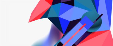 Moda 3d geometrik kompozisyon, iş veya teknoloji sunumu için tasarım şablonu, İnternet posteri veya web broşürü kapağı