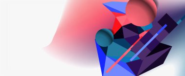 Moda 3d geometrik kompozisyon, iş veya teknoloji sunumu için tasarım şablonu, İnternet posteri veya web broşürü kapağı