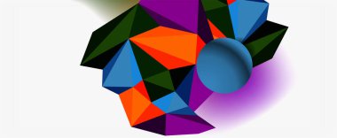 Moda 3d geometrik kompozisyon, iş veya teknoloji sunumu için tasarım şablonu, İnternet posteri veya web broşürü kapağı