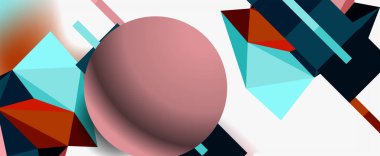 Moda 3d geometrik kompozisyon, iş veya teknoloji sunumu için tasarım şablonu, İnternet posteri veya web broşürü kapağı