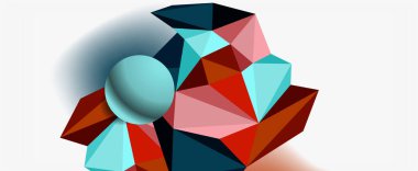 Moda 3d geometrik kompozisyon, iş veya teknoloji sunumu için tasarım şablonu, İnternet posteri veya web broşürü kapağı