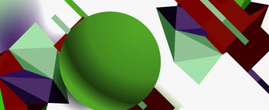 Moda 3d geometrik kompozisyon, iş veya teknoloji sunumu için tasarım şablonu, İnternet posteri veya web broşürü kapağı