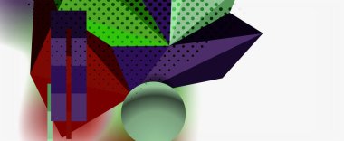 Moda 3d geometrik kompozisyon, iş veya teknoloji sunumu için tasarım şablonu, İnternet posteri veya web broşürü kapağı