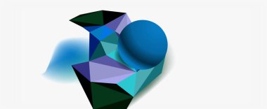 Moda 3d geometrik kompozisyon, iş veya teknoloji sunumu için tasarım şablonu, İnternet posteri veya web broşürü kapağı