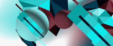 Moda 3d geometrik kompozisyon, iş veya teknoloji sunumu için tasarım şablonu, İnternet posteri veya web broşürü kapağı