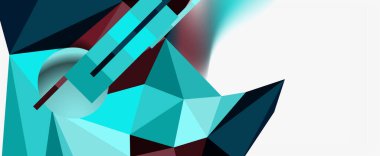 Moda 3d geometrik kompozisyon, iş veya teknoloji sunumu için tasarım şablonu, İnternet posteri veya web broşürü kapağı