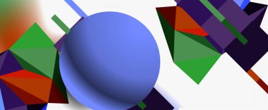 Moda 3d geometrik kompozisyon, iş veya teknoloji sunumu için tasarım şablonu, İnternet posteri veya web broşürü kapağı