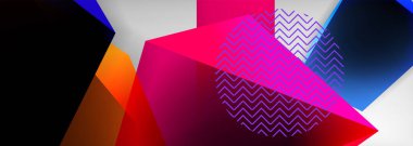 Düşük polyester 3 boyutlu geometrik şekiller, minimum soyut arkaplan. Kapaklar, afişler, el ilanları ve posterler için vektör illüstrasyonları