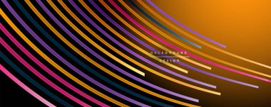 Soyut renkli çizgiler vektör arkaplanı. İnternet, büyük veri ve teknoloji bağlantıları kavramı, soyut şablon