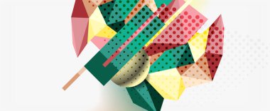 Moda 3d geometrik kompozisyon, iş veya teknoloji sunumu için tasarım şablonu, İnternet posteri veya web broşürü kapağı